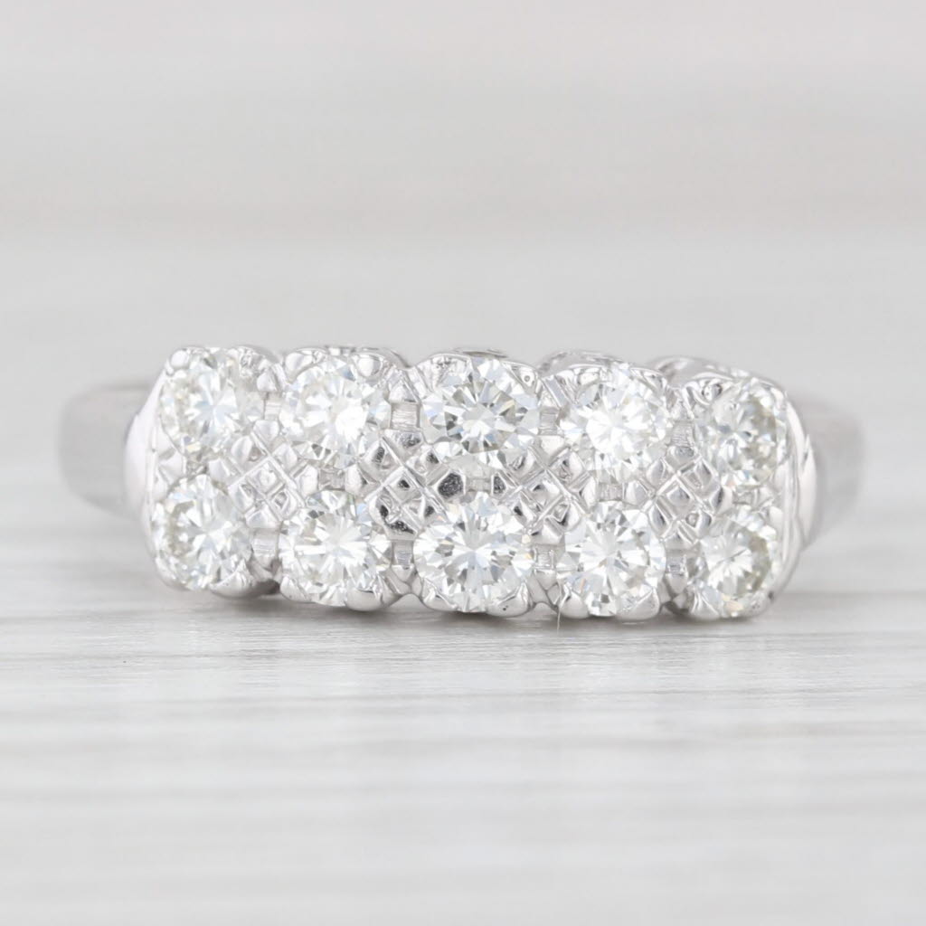 Light Gray 1ctw Diamond Wedding Anniversary Ring 14k White Gold Size 9.5