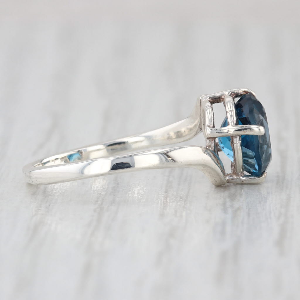 2.23ct London Blue Topaz Bypass Ring Sterling Silver Size 6.75 Oval Solitaire