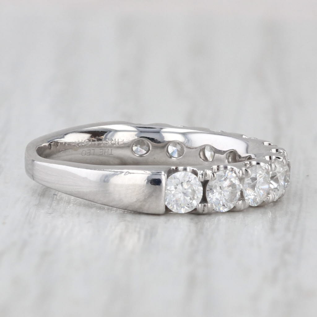 Leo First Light 1.45ctw Diamond Wedding Band Box GSI Sz 7.5 14k White Gold Ring