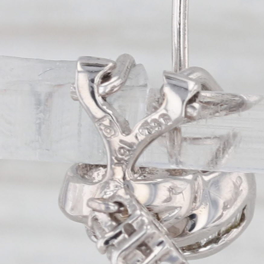 Light Gray 1.63ctw Diamond Teardrop Halo Earrings 18k White Gold Pierced Omega Backs
