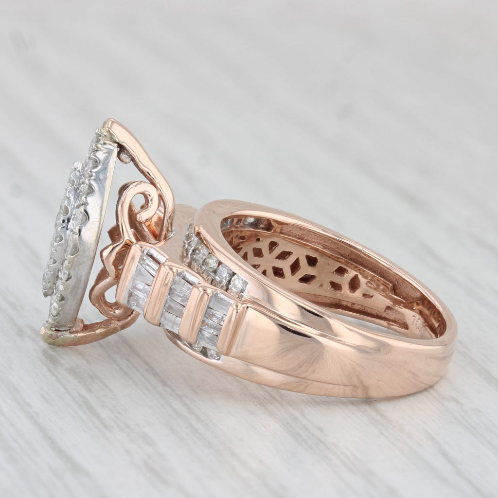 Light Gray 1ctw Marquise Diamond Cluster Ring 10k Rose Gold Size 7 Engagement