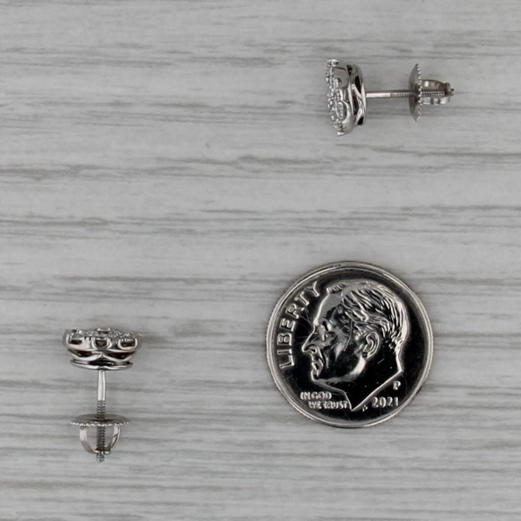 1.14ctw VS2 Diamond Cluster Stud Earrings 14k White Gold Screw Back Studs