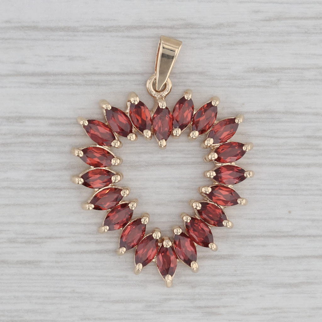Gray 2.80ctw Garnet Open Heart Pendant 10k Yellow Gold