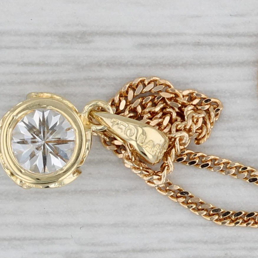 Gray 0.61ct VVS2 G Diamond Solitaire Pendant Necklace 18k Gold 17.5" Curb Chain GIA