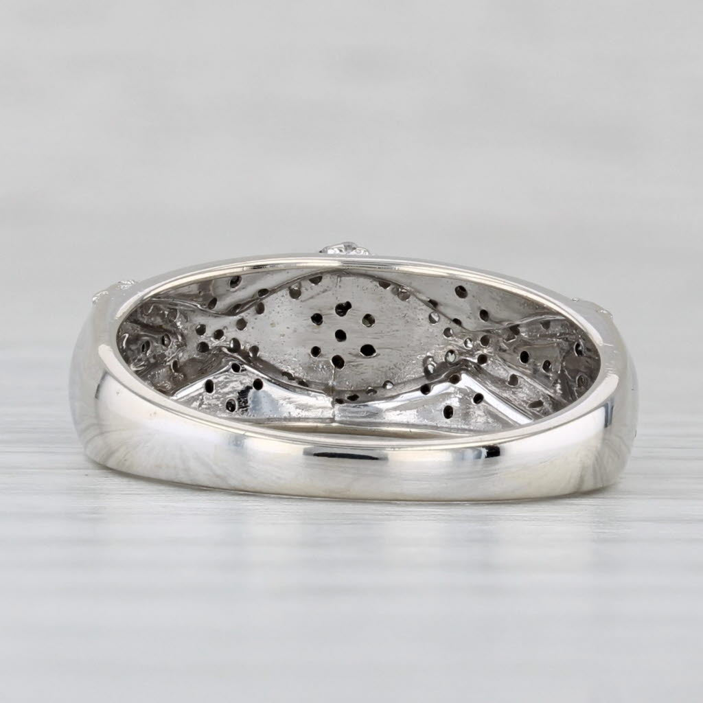Light Gray 0.17ctw Black White Diamond Ring 10k White Gold Size 7 Stackable
