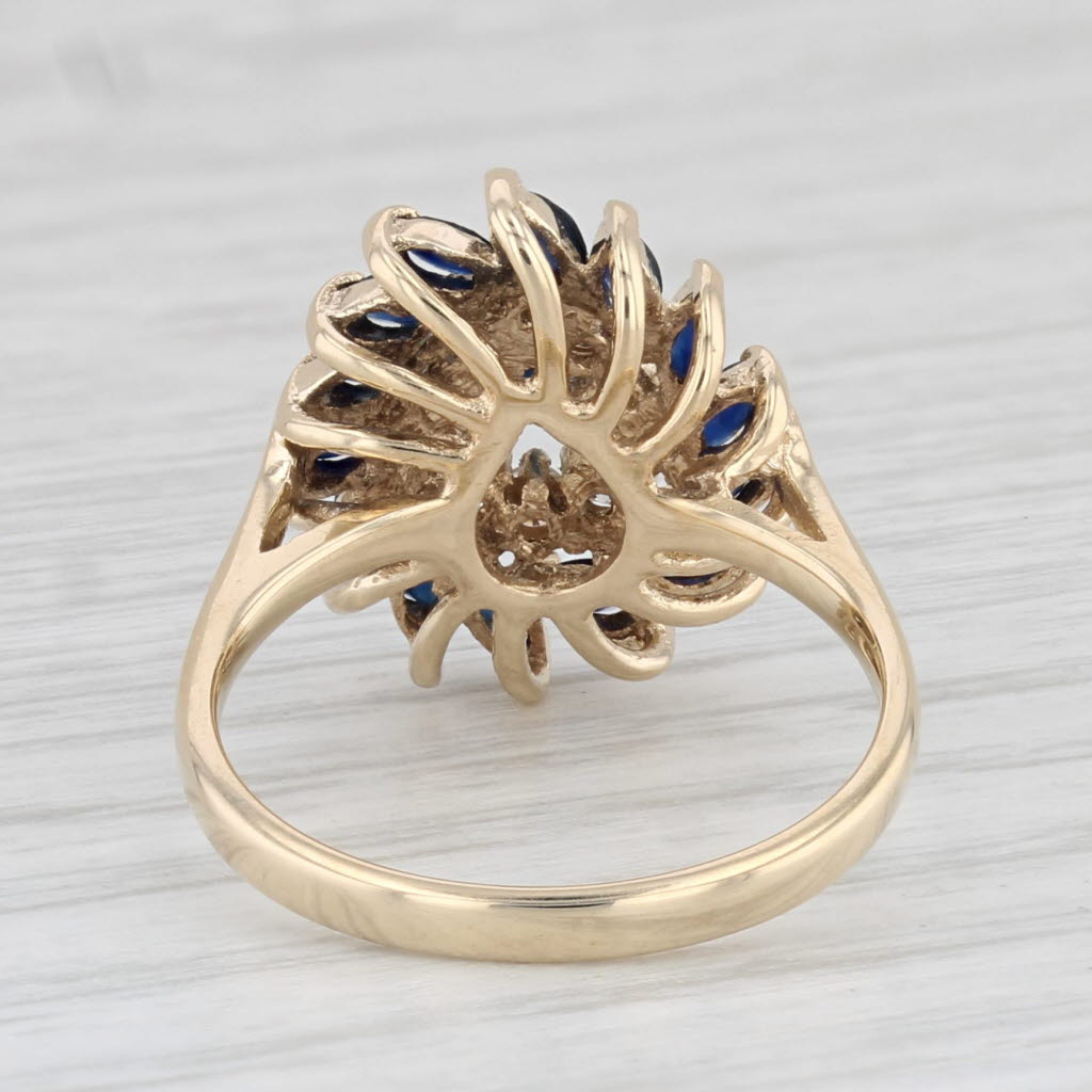 Light Gray 1.15ctw Diamond Sapphire Cluster Ring 14k Yellow Gold Size 6.25