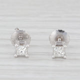 0.31ctw Princess Diamond Solitaire Stud Earrings 18K White Gold GSI Certificate