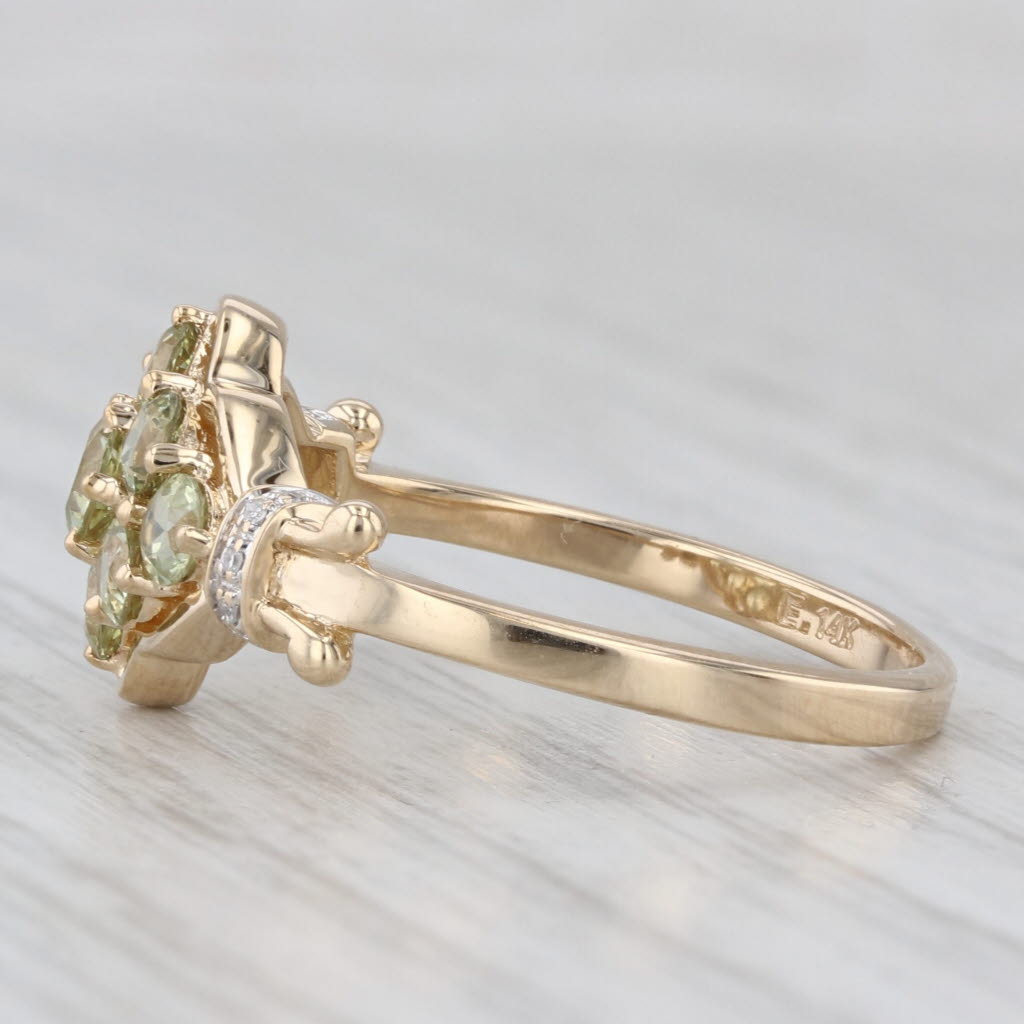 1.52ctw Green Chrysoberyl Cluster Diamond Ring 14k Yellow Gold Size 9.25