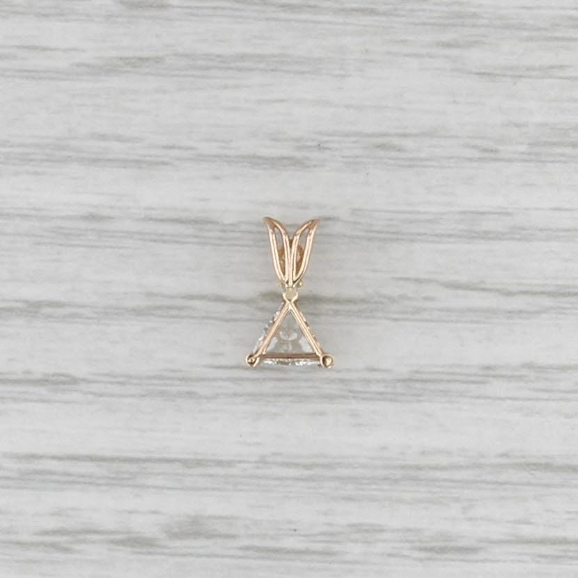 0.50ct Trillion Solitaire Pendant 14k Yellow Gold Small Drop