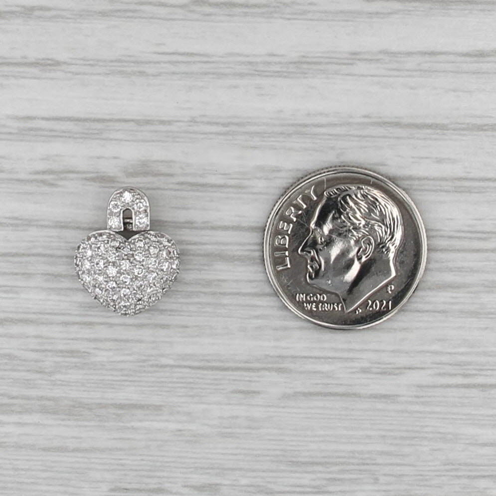0.35ctw Diamond Puffy Heart Pendant 18k White Gold Small Drop