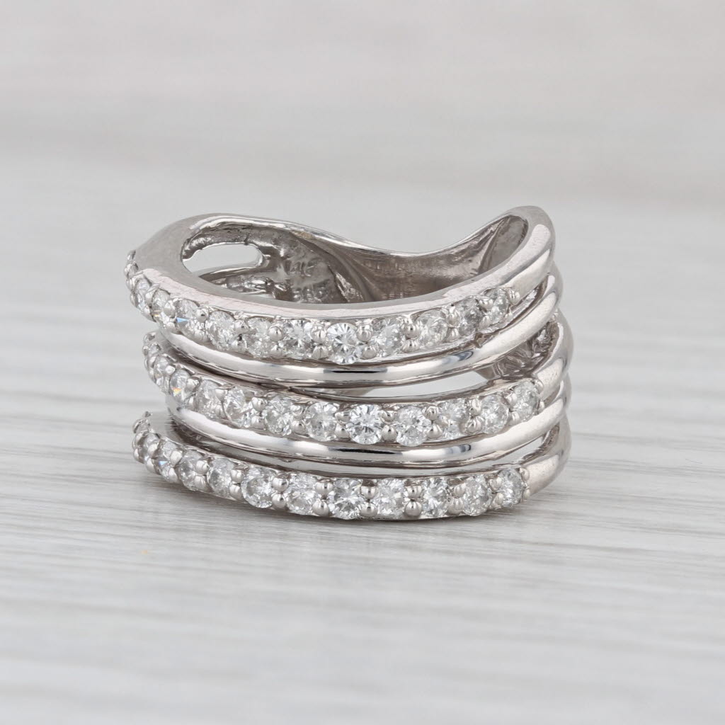 1ctw Diamond Multiband Ring 14k White Gold Size 6 Cocktail