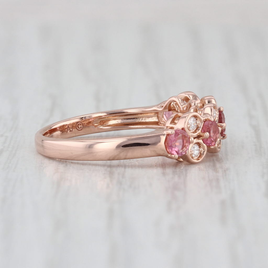 0.62ctw Diamond Pink Tourmaline Ring 14k Rose Gold Size 7 Stackable Band