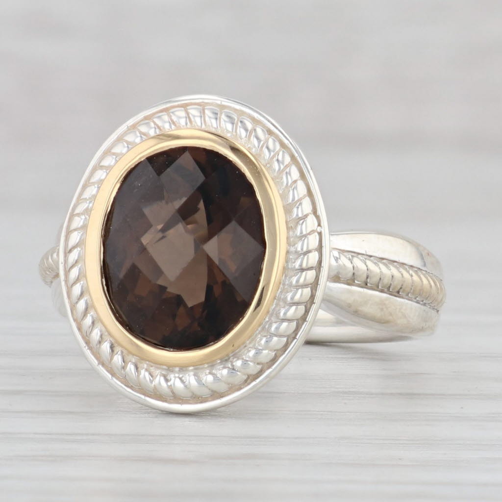 Ring stamped 5 carat , a touch of gold ,Smoky quartz popular 7