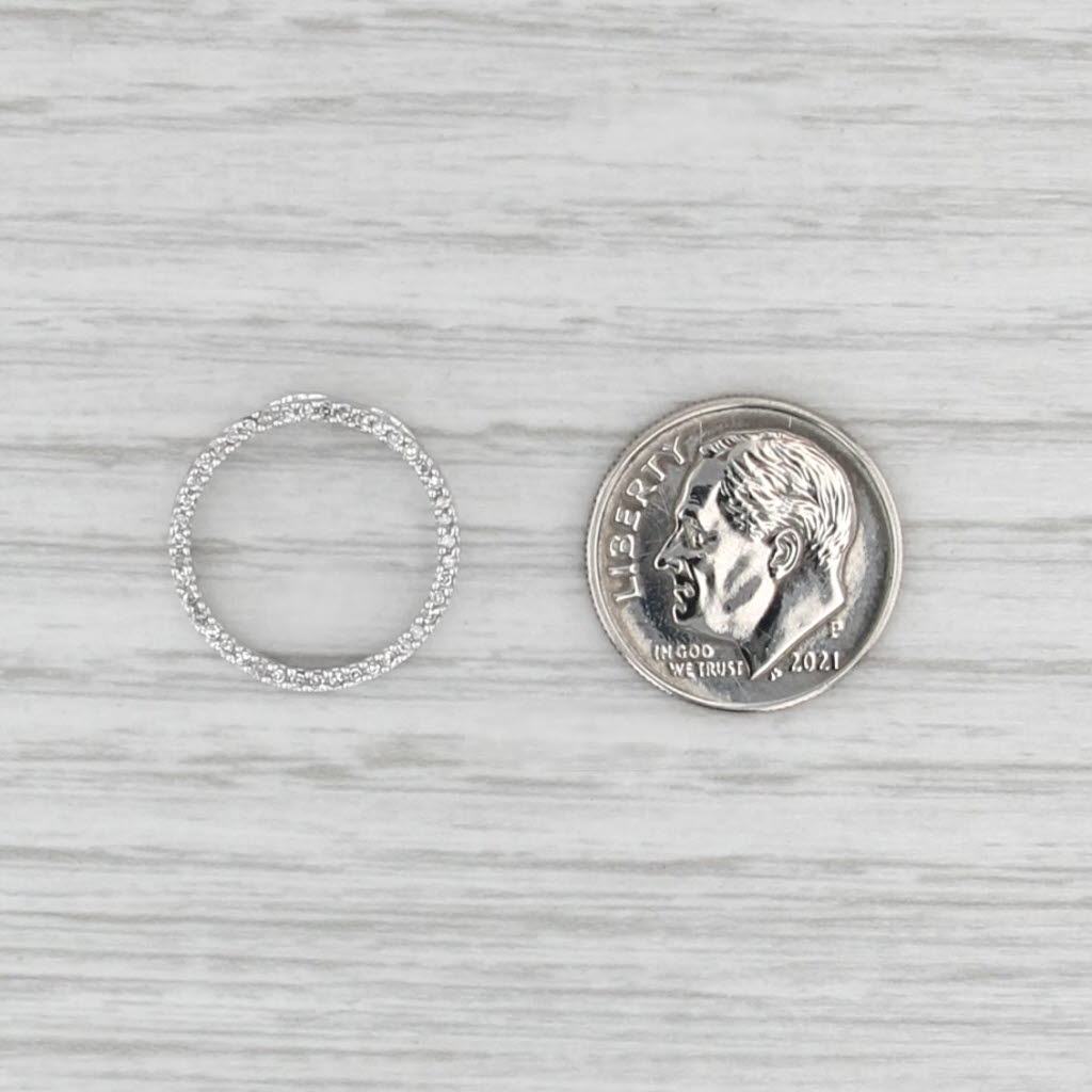 Diamond Eternity Circle Pendant 14k White Gold Floating Drop