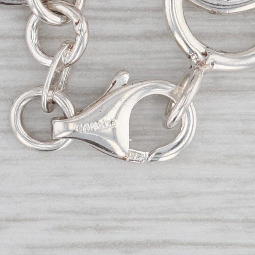 Gray Onyx Bead Oval Link Necklace Sterling Silver Long Layering Statement Chain