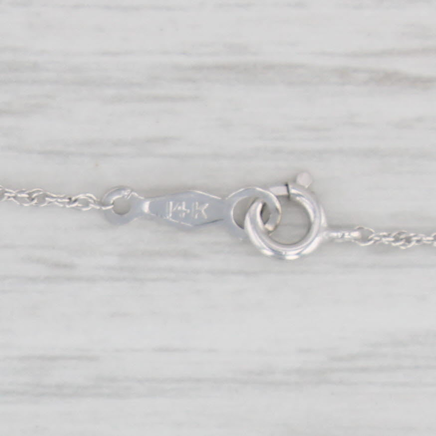 Light Gray Fine Rope Chain Necklace 14k White Gold 16" 1mm