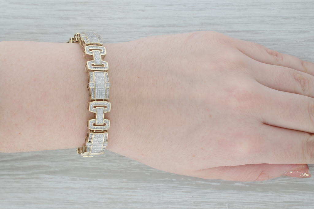 Gray 2.50ctw Diamond 10k Yellow Gold 9" Bracelet