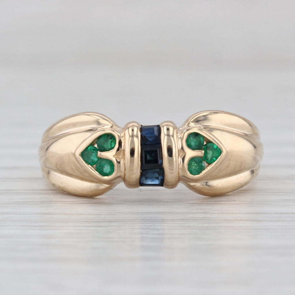 0.40ctw Sapphire Emerald Ring 14k Yellow Gold Size 7.75
