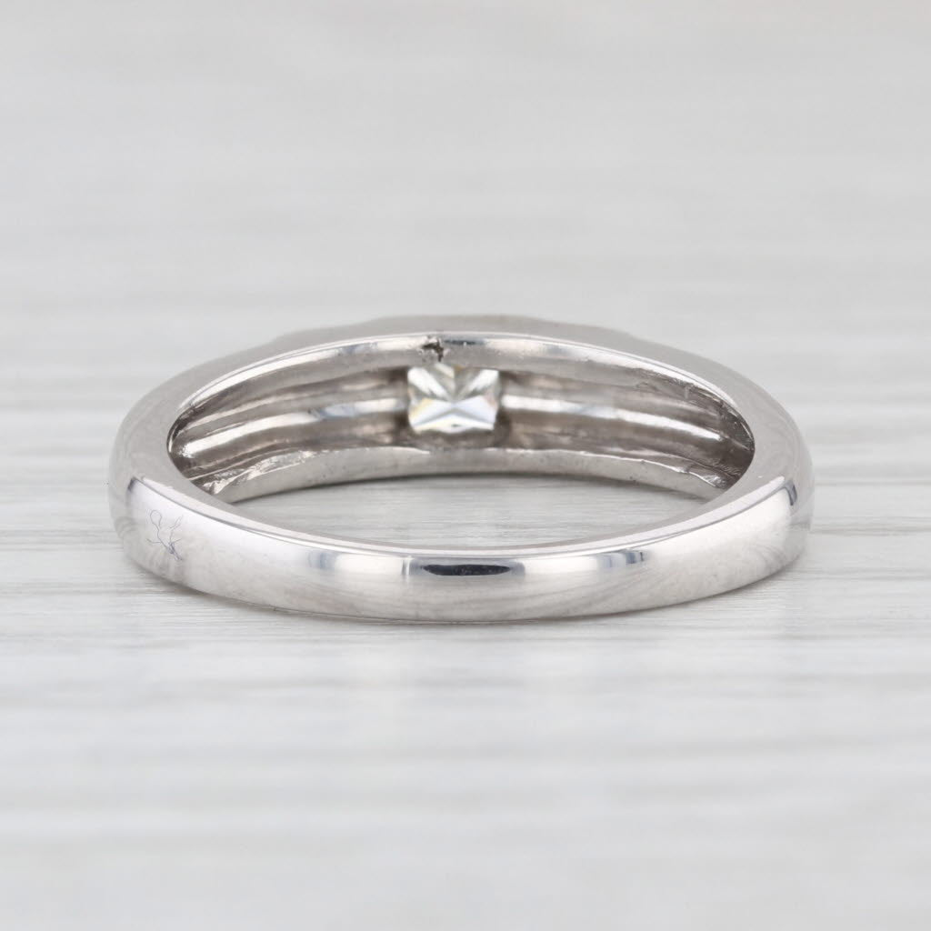 0.20ctw Princess Solitaire Wedding Band Stackable Ring Size 6.5 18k White Gold