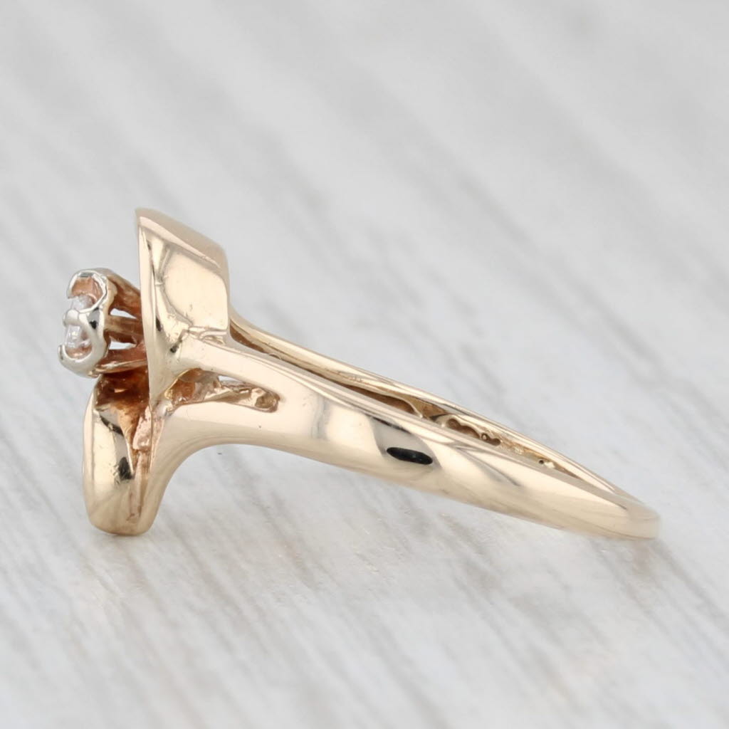 Light Gray Diamond Abstract Heart Ring 10k Yellow Gold Size 3.5