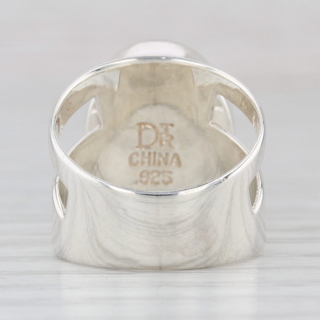 Larimar Oval Cabochon Solitaire Ring Sterling Silver Size 5.75 Statement