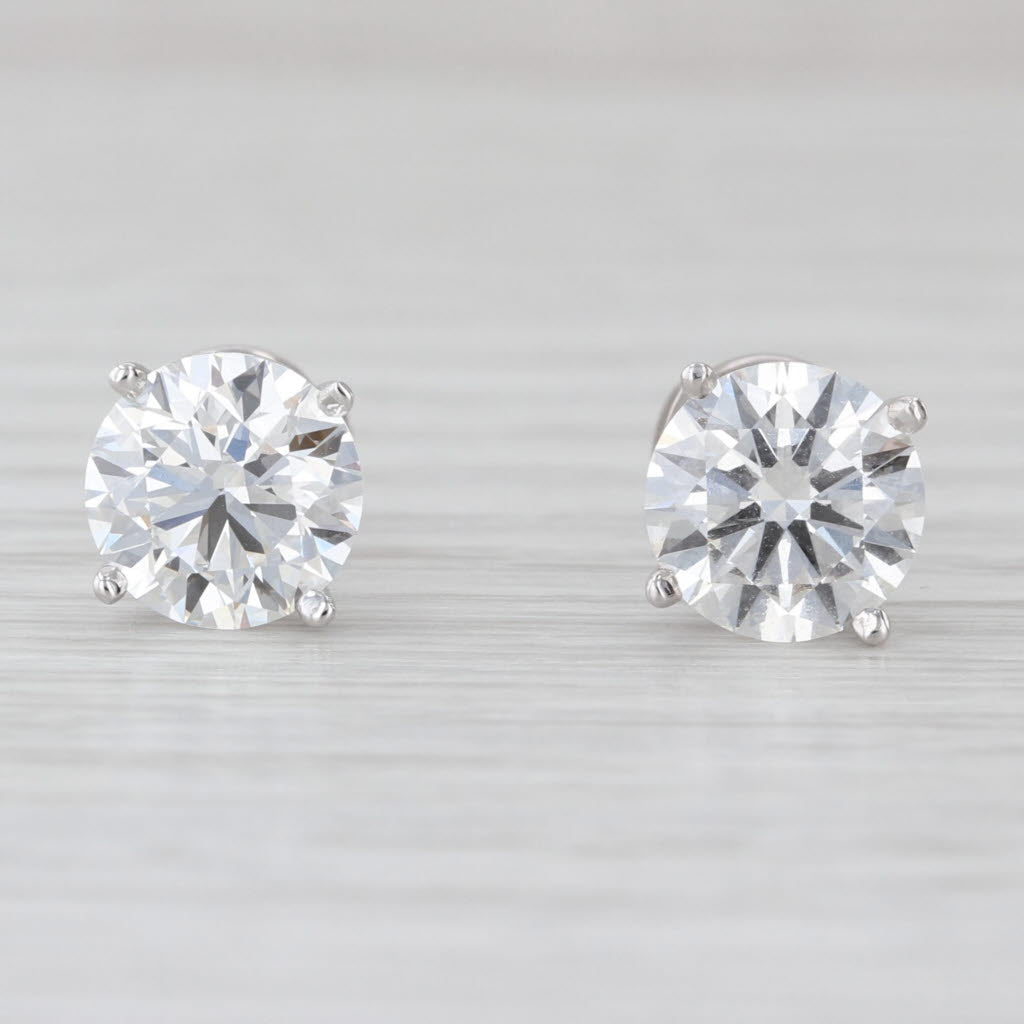 New 4.03ctw IGI Lab Grown Diamond Stud Earrings VS1 F 14k White Gold Studs