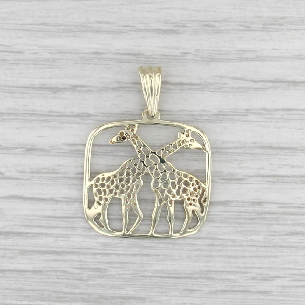 Giraffes Pendant 14k Yellow Gold Animal Jewelry