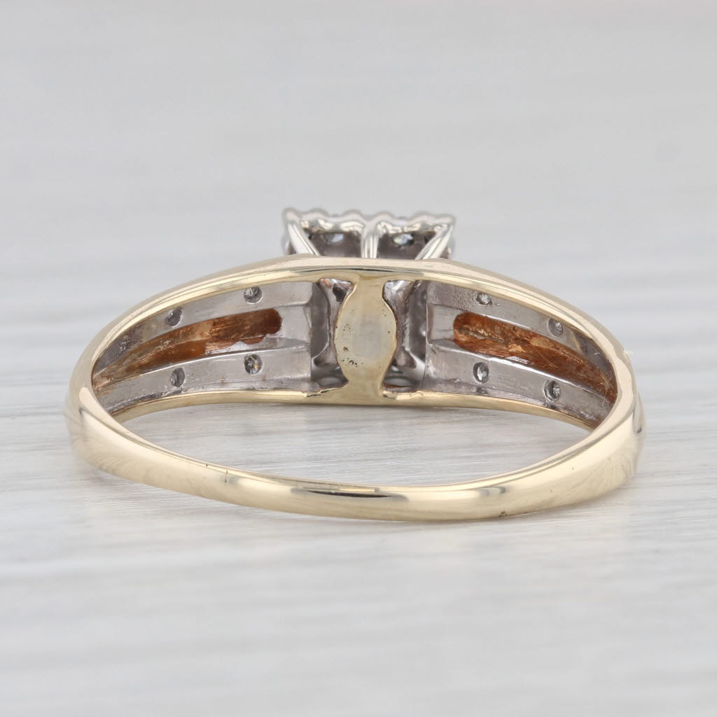 Light Gray 0.21ctw Diamond Halo Engagement Ring 10k Yellow White Gold Size 11