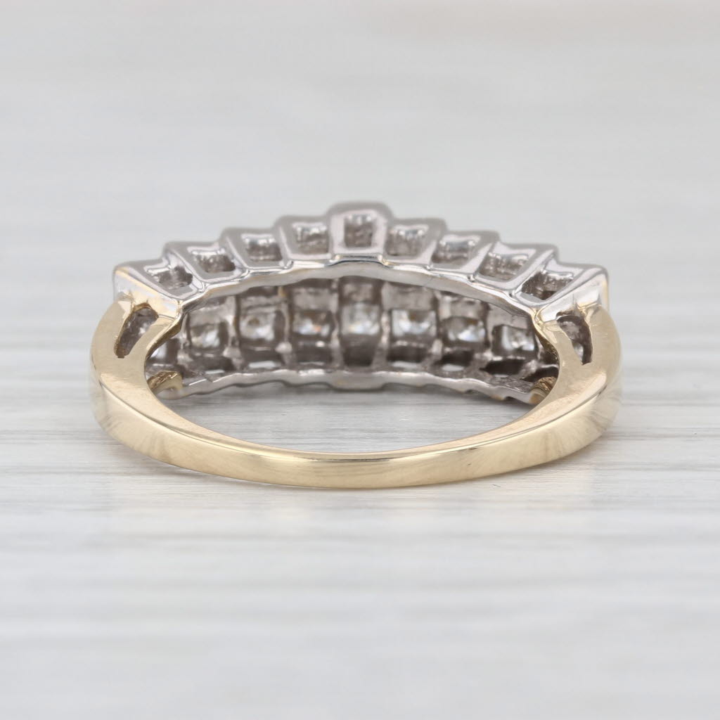 0.28ctw Diamond Pyramid Rooftop Ring 14k White Yellow Gold Size 6