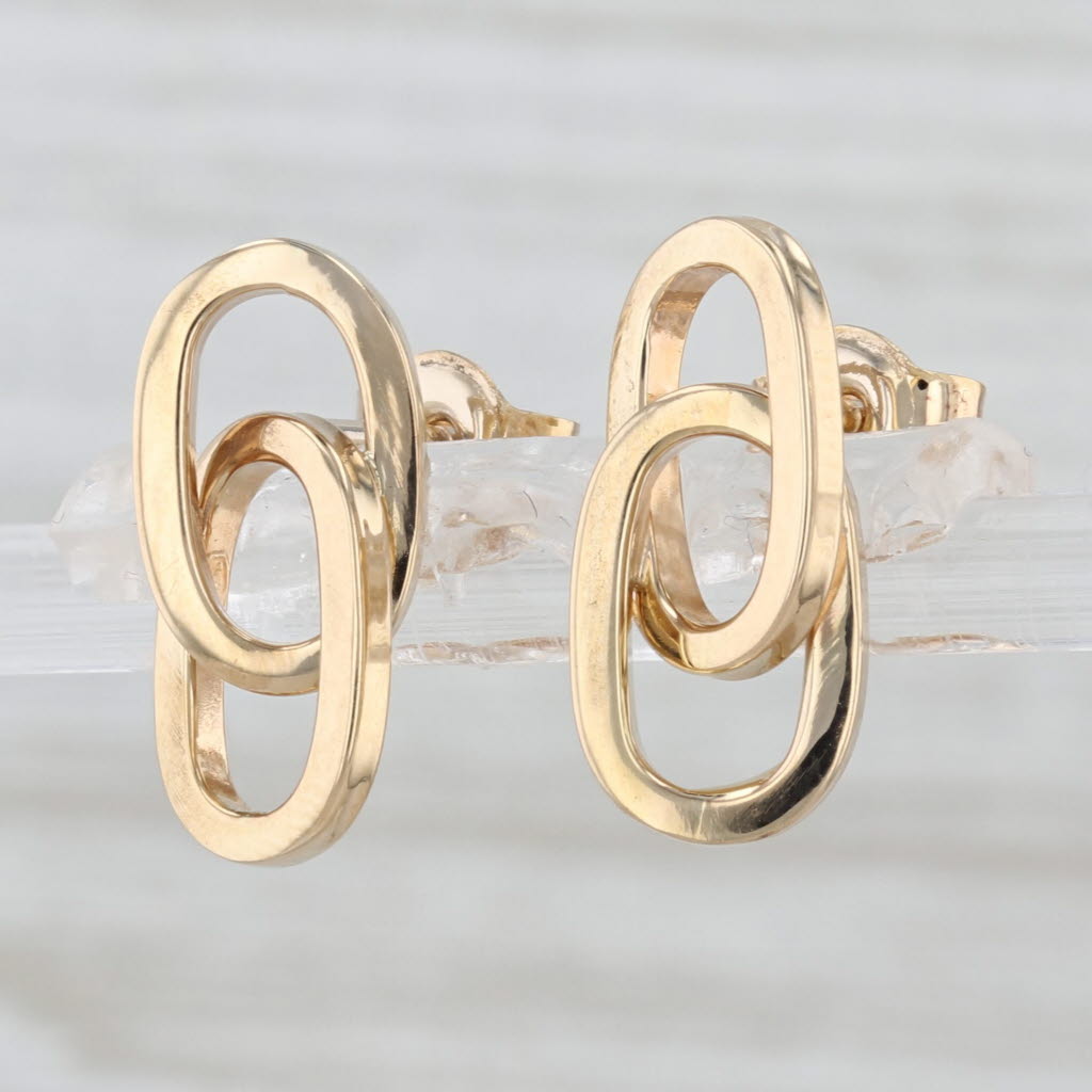 Interlocking Oval Earrings 18k Yellow Gold Stud Drops