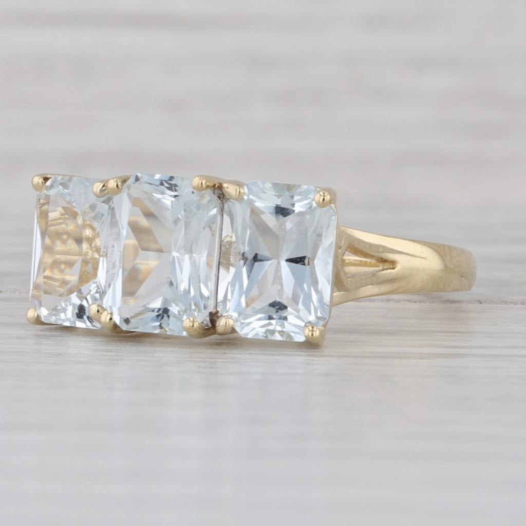2.59ctw Aquamarine 3-Stone Ring 14k Yellow Gold Size 5.5