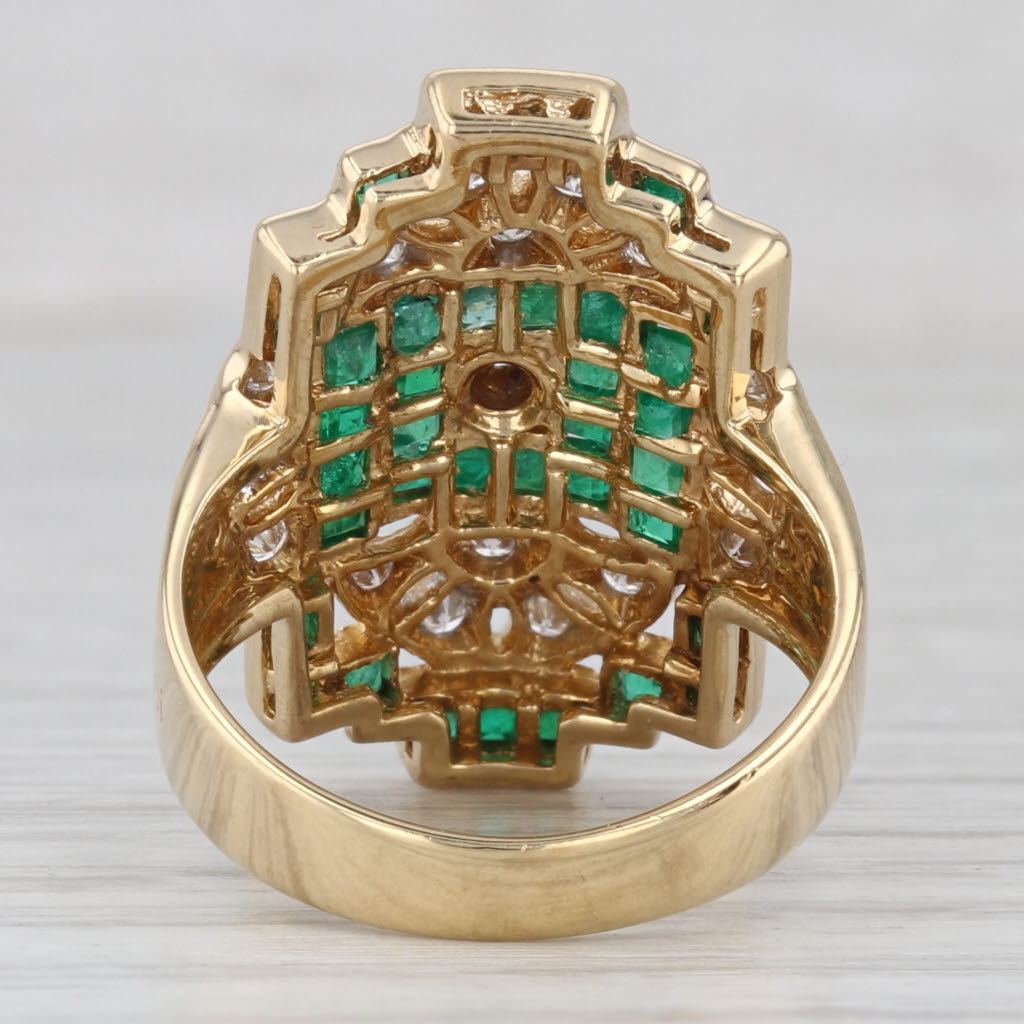 Gray Bellari 0.95ctw Emerald Diamond Ring 18k Yellow Gold Size 6 Vintage Cocktail