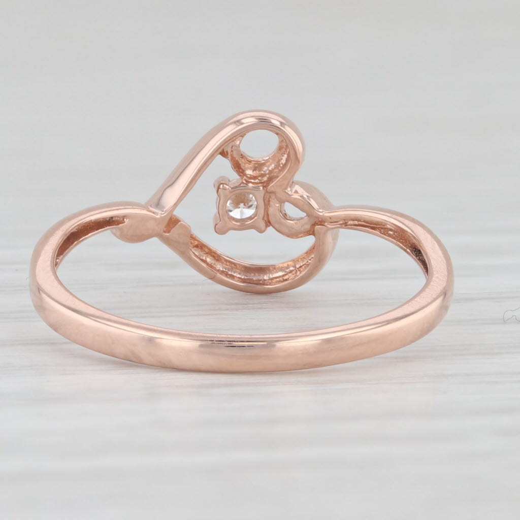 Light Gray Diamond Open Heart Ring 10k Rose Gold Size 7