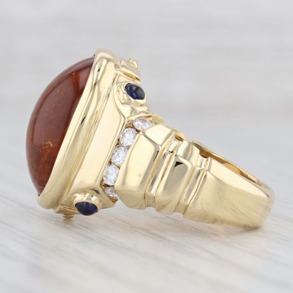 Light Gray 8.55ctw Oval Citrine Sapphire Diamond Ring 18k Yellow Gold Size 6.25