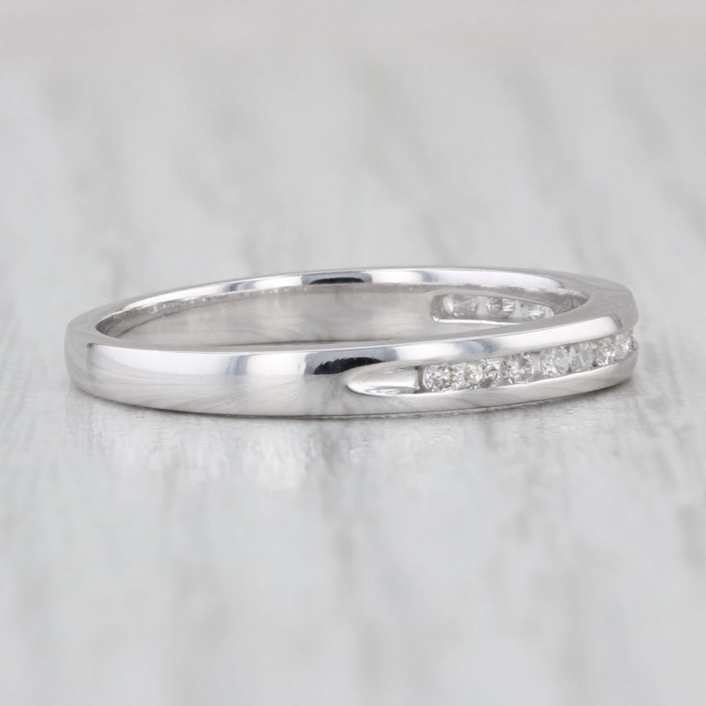 0.18ctw Diamond Wedding Band 14k White Gold Size 8 Stackable Anniversary Ring