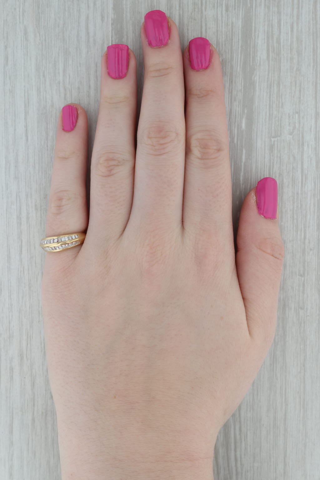 Dark Gray 1.04ctw Diamond Beveled Wedding Band Size 6.5 14k Yellow Gold Anniversary Ring