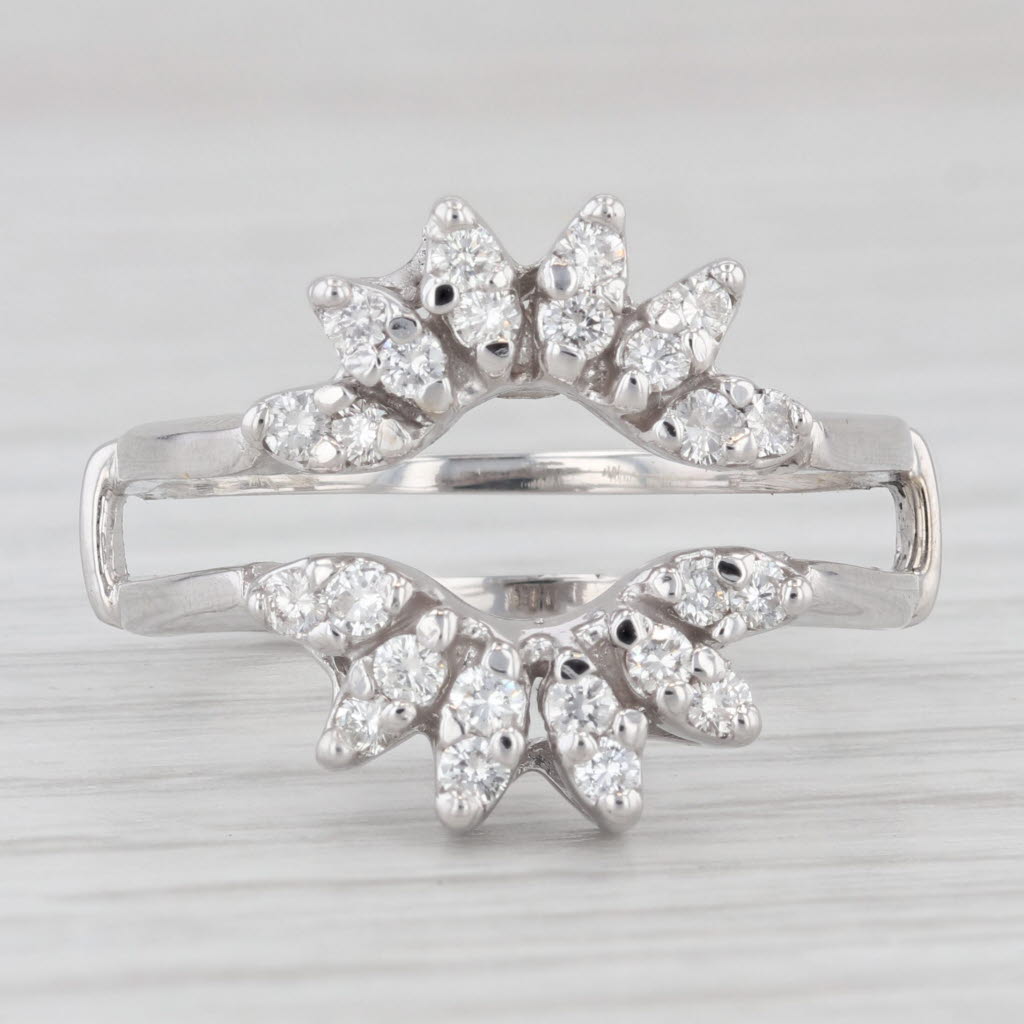 Light Gray 0.50ctw Diamond Ring Jacket Guard Wedding Bridal 14k White Gold Size 8.25