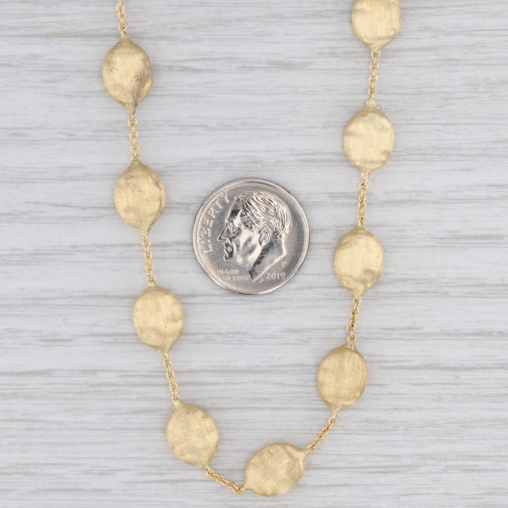 Light Gray Marco Bicego Siviglia Brushed Oval Station Cable Chain Necklace 18k Yellow Gold