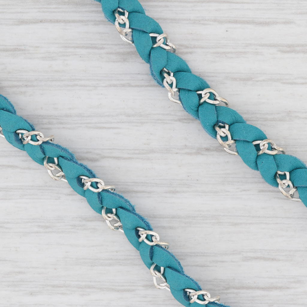 New Nina Wynn Necklace Teal Leather White Druzy Quartz Pendant Cordelia