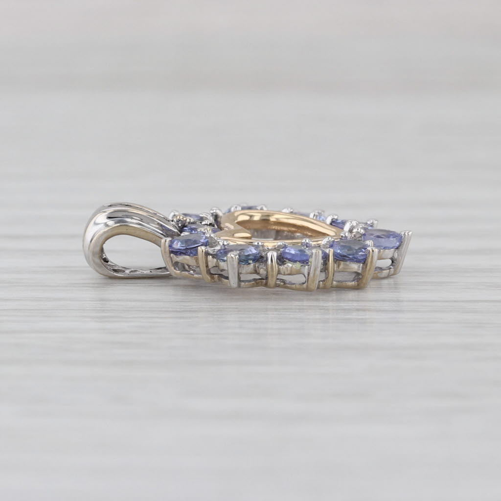 1.24ctw Tanzanite Diamond Open Heart Pendant 14k Rose White Gold Small Drop