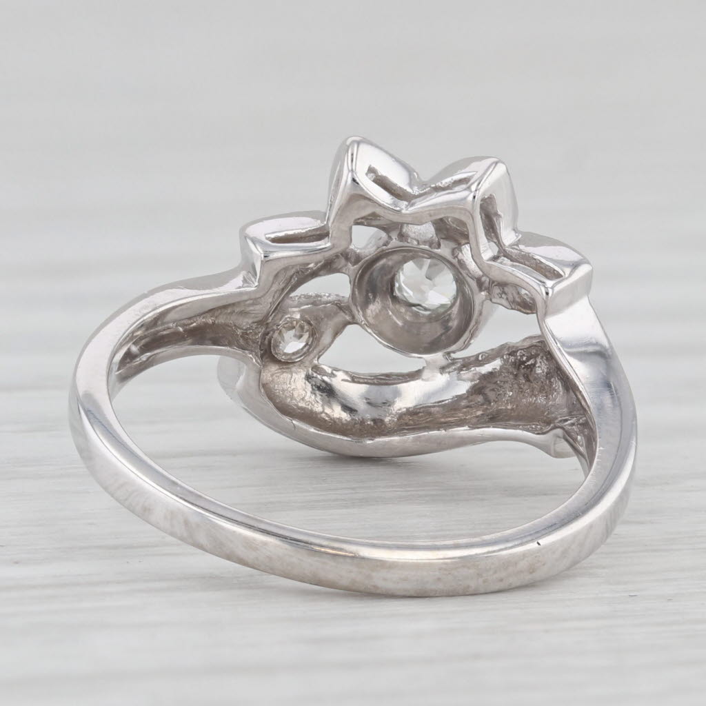 Light Gray 0.20ctw Diamond Flower Ring 14k White Gold Size 6