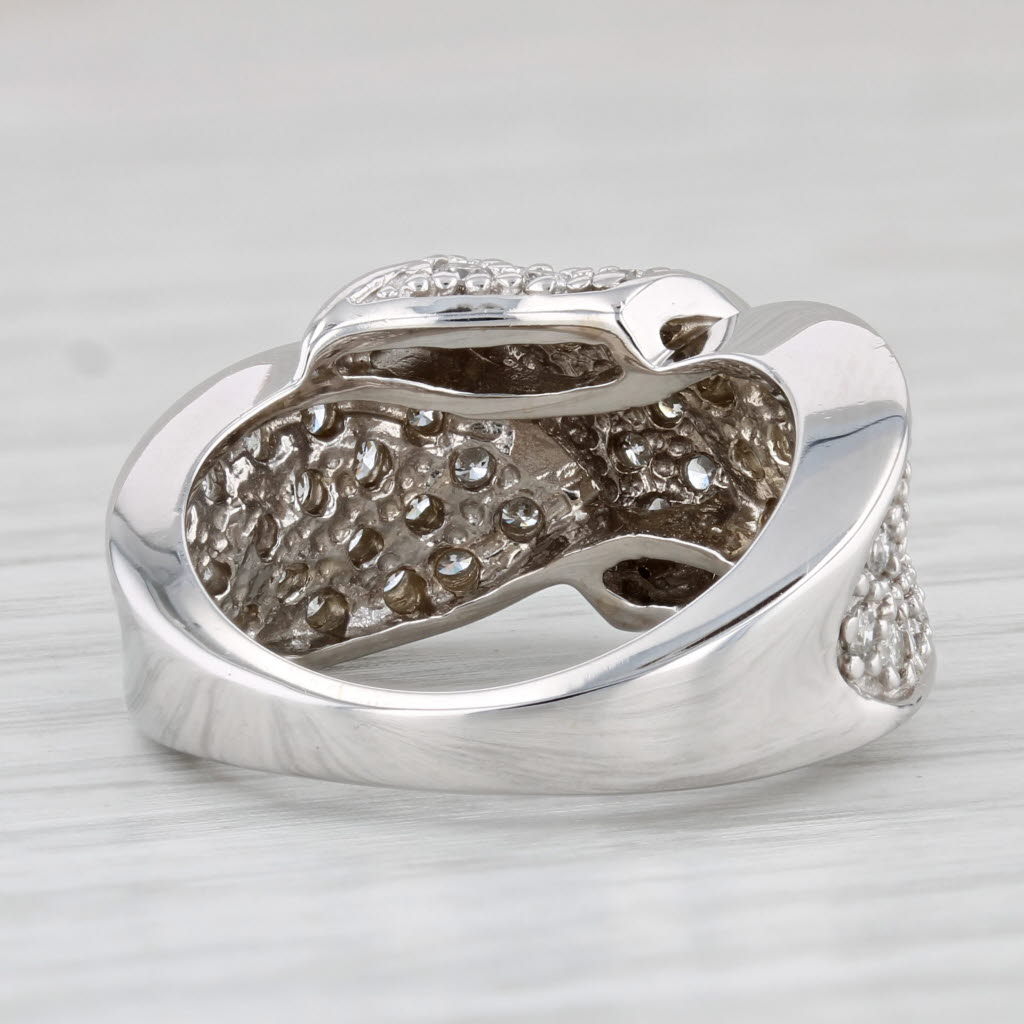Light Gray 1.15ctw Diamond Crossover Ring 14k White Gold Size 6 Cocktail