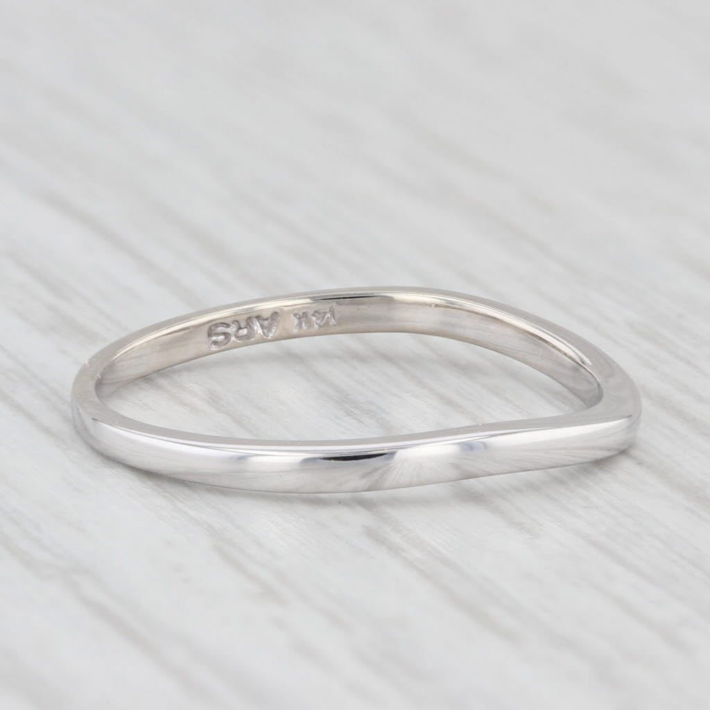 Light Gray Contoured White Gold Band 14k Size 7 Stackable Curved Design