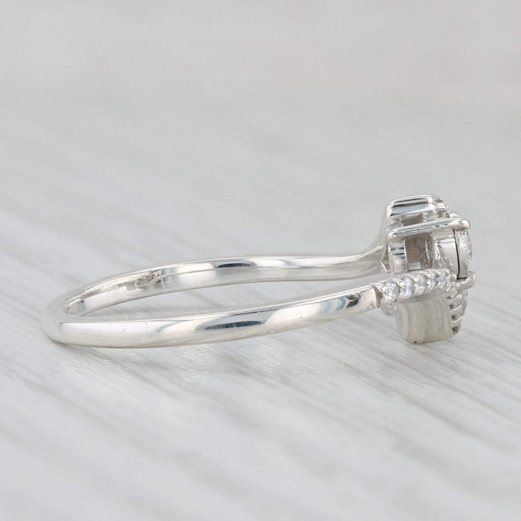 Light Gray 0.22ctw 2-Stone Bypass Diamond Ring Sterling Silver Size 6.75 Anniversary