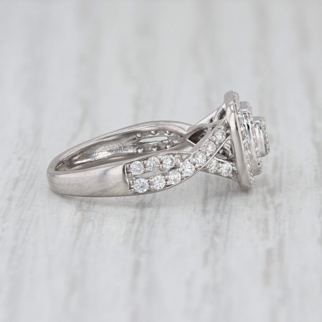 0.50ctw Diamond Double Halo Engagement Ring 10k White Gold Size 4.25