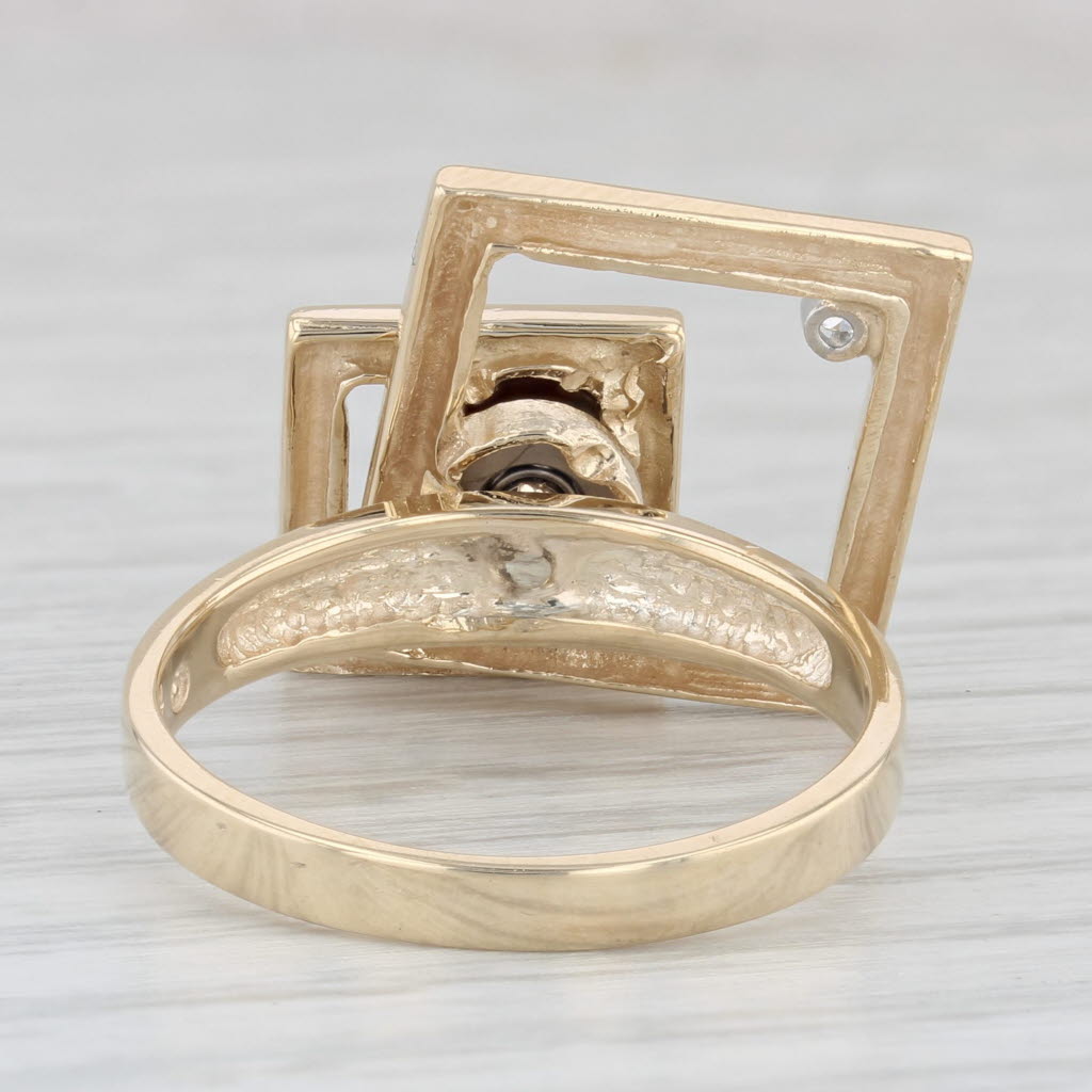 Light Gray Diamond Spinner Ring 14k Yellow Gold Statement Size 9.25