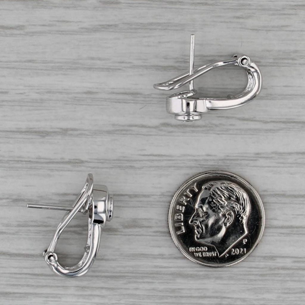0.46ctw Diamond J-Hook Drop Earrings 14k White Gold Omega Backs