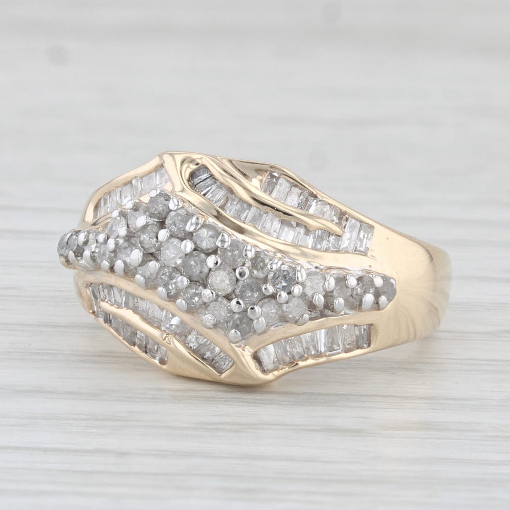 Light Gray 1ctw Diamond Cluster Ring 10k Yellow Gold Size 7.25