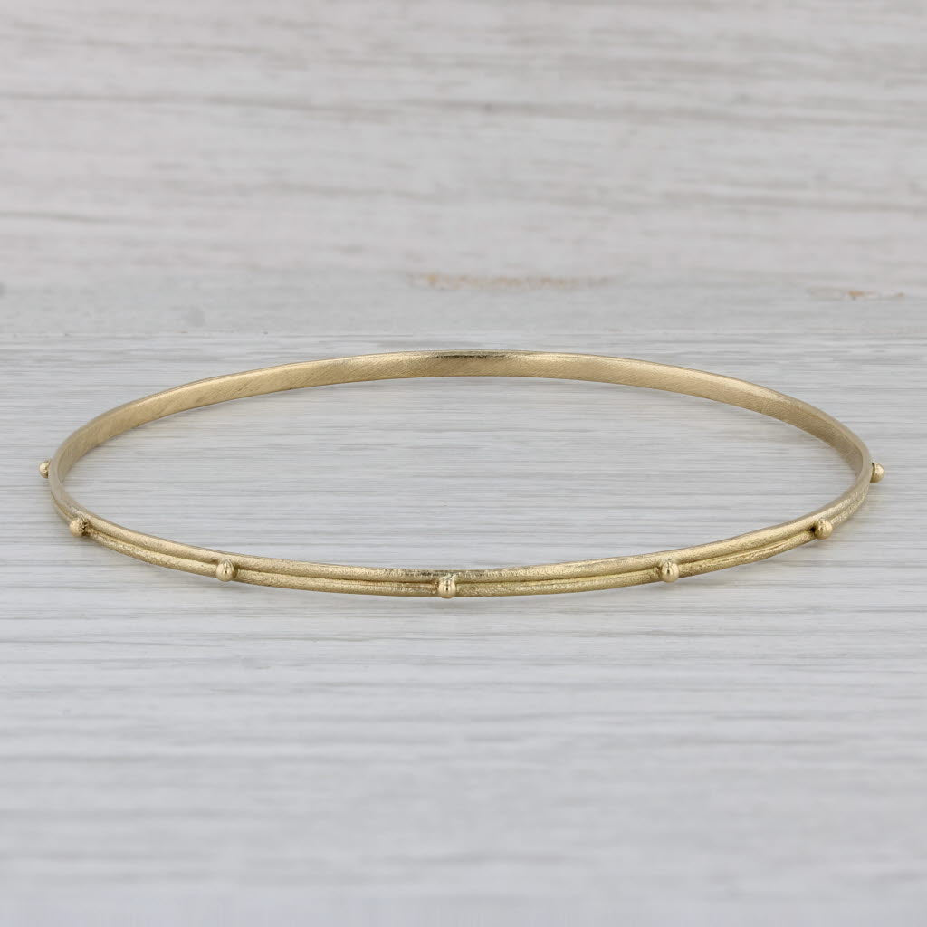 Gray Granulated Dots Bangle Bracelet 18k Yellow Gold 8" 2.5mm Emily Armenta