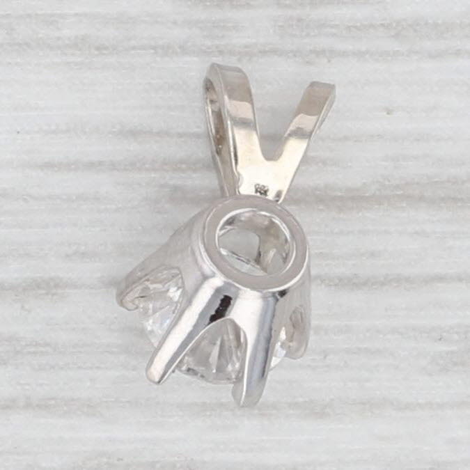 Light Gray New 0.41ct Round Solitaire Small Drop Pendant 14k White Gold
